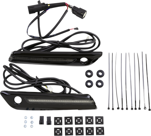 CIRO 40071 LED Saddlebag Hinge Covers - Smoke Lens Black