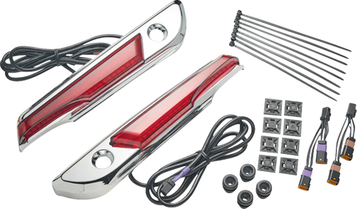 CIRO 40180 Lighted Saddlebag Hinge Covers - Red/Chrome