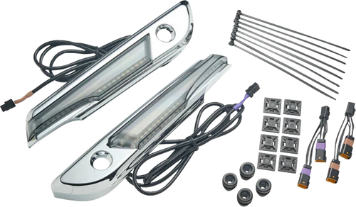 CIRO 40181 Lighted Saddlebag Hinge Covers - Smoke/Chrome
