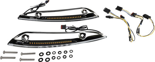 CUSTOM DYNAMICS CD-RG-SWT-AW2-C Windshield Trim - Sequential Turn Signal - Chrome - Sequential Turn Signal Chrome