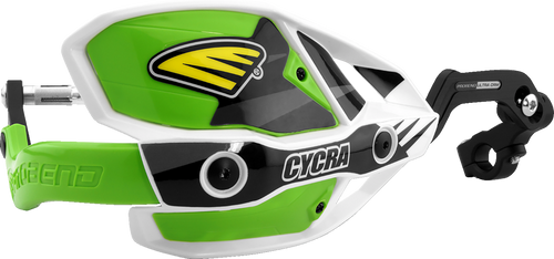CYCRA 1CYC-7408-72X Ultra Probend CRM Wrap Around Handguards for 1-1/8" Handlebars - White/Green