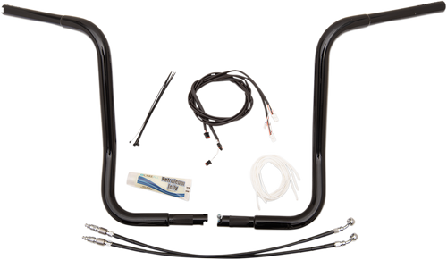 FAT BAGGERS INC. 909516-B 1-1/4" EZ Install Round Top Handlebar Kit - 16" - Black - 16" Black