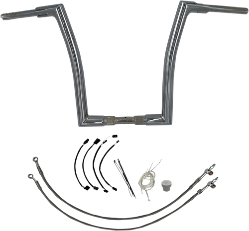 FAT BAGGERS INC. 609616 1-1/2" EZ Install Flat Top Handlebar Kit - 16" - Chrome - 16" Chrome
