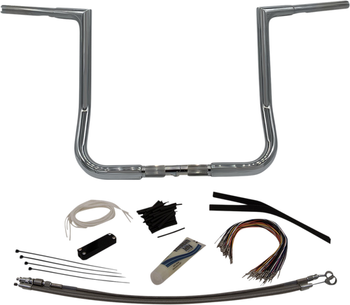 FAT BAGGERS INC. 709114 1-1/4" EZ Install Flat Top Handlebar Kit - 14" - Chrome - 14" Chrome