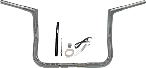 FAT BAGGERS INC. 719012 1-1/4" EZ Install Flat Top Handlebar Kit - 12" - Chrome - 12" Chrome