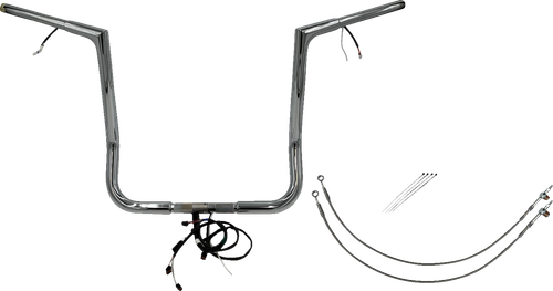 FAT BAGGERS INC. 702216 EZ Install Wired 1-1/4" Flat Top Handlebar Kit - 16" - Chrome - 16" Chrome