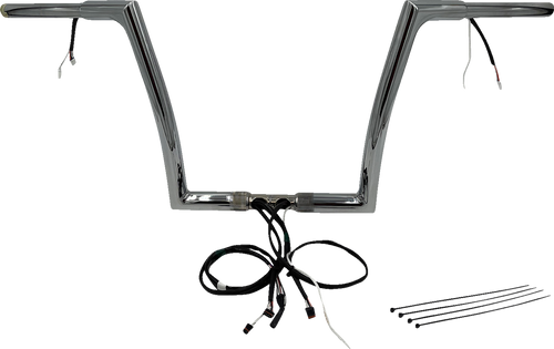 FAT BAGGERS INC. 701912 EZ Install Wired 1-1/4" Flat Top Handlebar Kit - 12" - Chrome - 12" Chrome