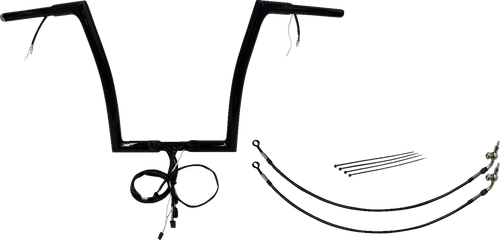 FAT BAGGERS INC. 701914-B EZ Install Wired 1-1/4" Flat Top Handlebar Kit - 14" - Black - 14" Black