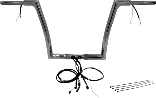 FAT BAGGERS INC. 702912 EZ Install Wired 1-1/4" Flat Top Handlebar Kit - 12" - Chrome - 12" Chrome