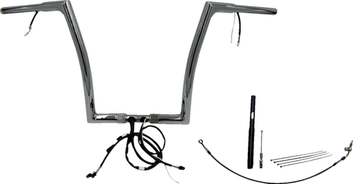 FAT BAGGERS INC. 712914 EZ Install Wired 1-1/4" Flat Top Handlebar Kit - 14" - Chrome - 14" Chrome