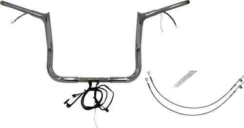FAT BAGGERS INC. 902212 EZ Install Wired 1-1/4" Pointed Top Handlebar Kit - 12" - Chrome - 12" Chrome