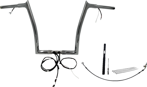 FAT BAGGERS INC. 912914 EZ Install Wired 1-1/4" Pointed Top Handlebar Kit - 14" - Chrome - 14" Chrome