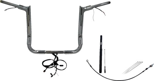 FAT BAGGERS INC. 812014 EZ Install Wired 1-1/2" Pointed Top Handlebar Kit - 14" - Chrome - 14" Chrome