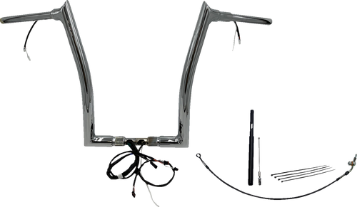 FAT BAGGERS INC. 812916 EZ Install Wired 1-1/2" Pointed Top Handlebar Kit - 16" - Chrome - 16" Chrome