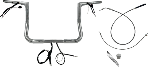 FAT BAGGERS INC. 749012 1-1/4" EZ Install Flat Top Handlebar - 12" - Chrome - 12" Chrome