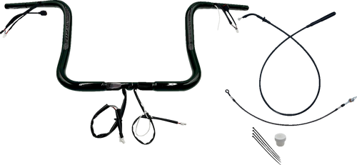 FAT BAGGERS INC. 939012-B 1-1/4" EZ Install Round Top Handlebar - 12" - Black - 12" Black