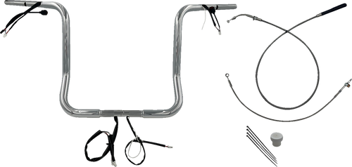 FAT BAGGERS INC. 939016 1-1/4" EZ Install Round Top Handlebar - 16" - Chrome - 16" Chrome