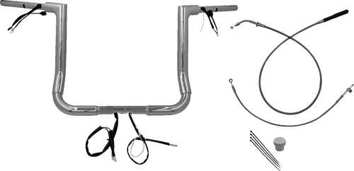 FAT BAGGERS INC. 649014 1-1/2" EZ Install Flat Top Handlebar - 14" - Chrome - 14" Chrome