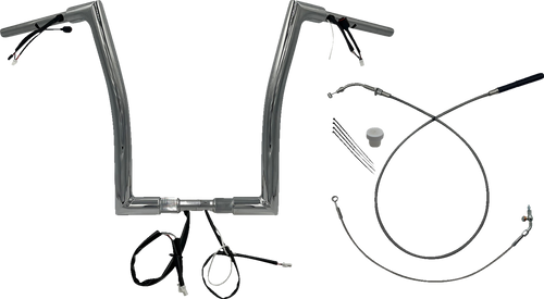 FAT BAGGERS INC. 649916 1-1/2" EZ Install Flat Top Handlebar - 16" - Chrome - 16" Chrome