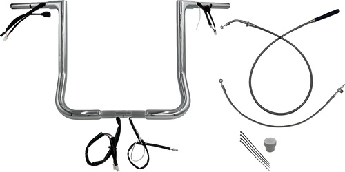 FAT BAGGERS INC. 749016 EZ Install Wired Handlebar Kit - 1-1/4" - Flat Top - 16" - Chrome - 1-1/4" Flat Top 16" Chrome