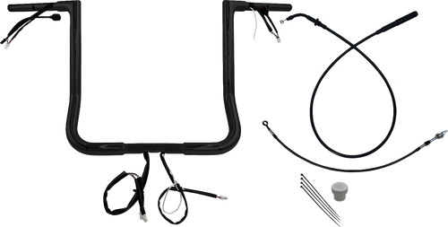 FAT BAGGERS INC. 749016-B EZ Install Wired Handlebar Kit - 1-1/4" - Flat Top - 16" - Black - 1-1/4" Flat Top 16" Black