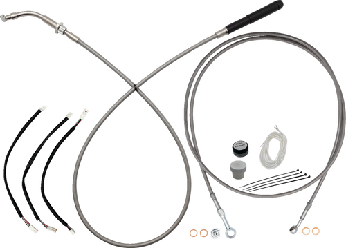 FAT BAGGERS INC. 249011 EZ Install Kit - 11" Handlebars - Upper Clutch - Full Length - Braided Stainless Steel - 11" Handlebars Upper Clutch Full Length Braided Stainless Steel
