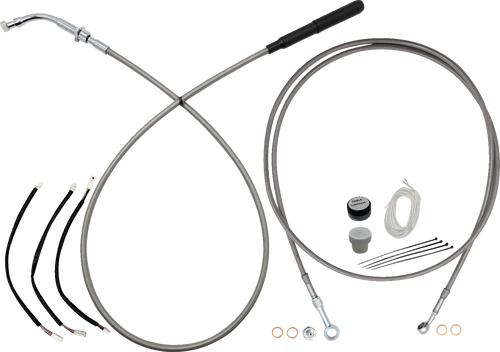 FAT BAGGERS INC. 249012-C EZ Install Kit - 12" Handlebars - Upper Clutch - Full Length - Braided Stainless Steel/Chrome - 12" Handlebars Upper Clutch Full Length Braided Stainless Steel/Chrome
