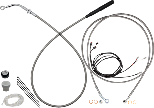 FAT BAGGERS INC. 219010-C EZ Install Kit - 10" Handlebars - Upper Clutch - Full Length - Braided Stainless Steel/Chrome - 10" Handlebars Upper Clutch Full Length Braided Stainless Steel/Chrome