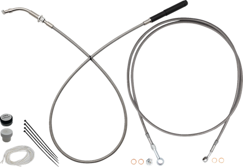 FAT BAGGERS INC. 249914 EZ Install Kit - 14" Handlebars - Upper Clutch - Full Length - Braided Stainless Steel - 14" Handlebars Upper Clutch Full Length Braided Stainless Steel