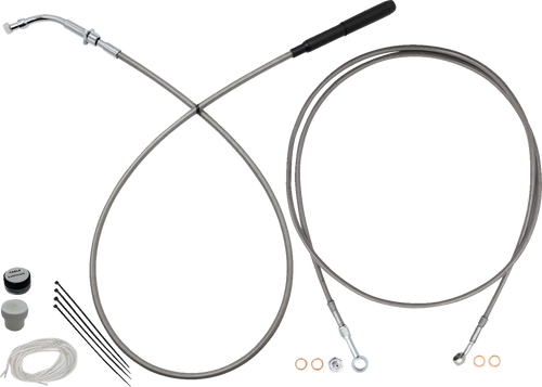 FAT BAGGERS INC. 249914-C EZ Install Kit - 14" Handlebars - Upper Clutch - Full Length - Braided Stainless Steel/Chrome - 14" Handlebars Upper Clutch Full Length Braided Stainless Steel/Chrome