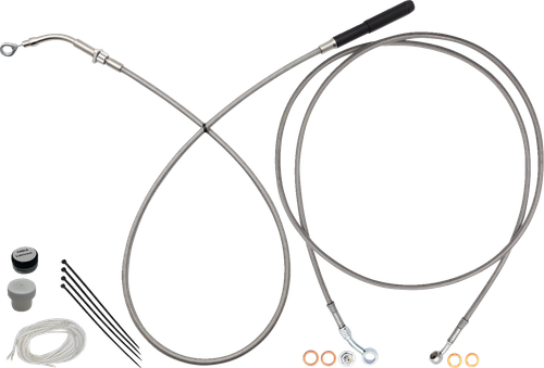 FAT BAGGERS INC. 219914 EZ Install Kit - 14" Handlebars - Upper Clutch - Full Length - Braided Stainless Steel - 14" Handlebars Upper Clutch Full Length Braided Stainless Steel