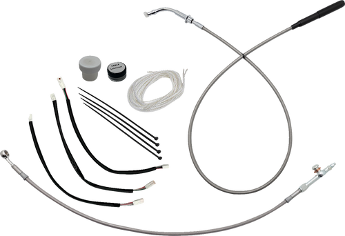 FAT BAGGERS INC. 149011-C EZ Install Kit - 10"/11"/12" Handlebars - Upper Clutch - Braided Stainless Steel/Chrome - 10"/11"/12" Handlebars Upper Clutch Braided Stainless Steel/Chrome
