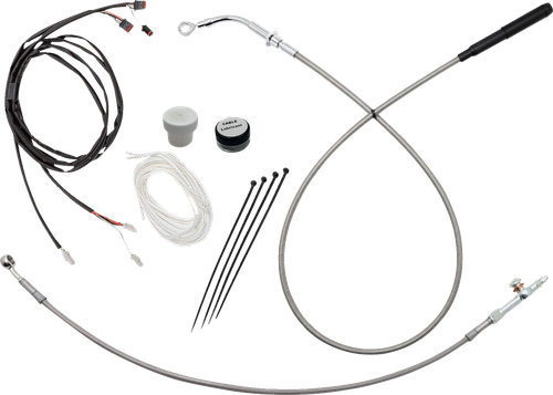 FAT BAGGERS INC. 119012-C EZ Install Kit - 12" Handlebars - Upper Clutch - Braided Stainless Steel/Chrome - 12" Handlebars Upper Clutch Braided Stainless Steel/Chrome