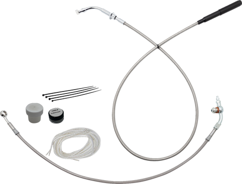 FAT BAGGERS INC. 149914-C EZ Install Kit - 14" Handlebars - Upper Clutch - Braided Stainless Steel/Chrome - 14" Handlebars Upper Clutch Braided Stainless Steel/Chrome