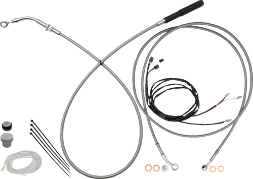 FAT BAGGERS INC. 219016 EZ Install Kit - 16" Handlebars - Upper Clutch - Full Length - Braided Stainless Steel - 16" Handlebars Upper Clutch Full Length Braided Stainless Steel