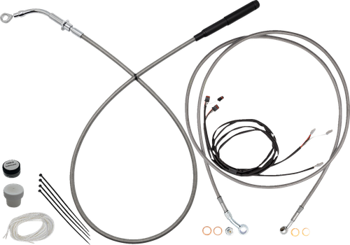 FAT BAGGERS INC. 219016-C EZ Install Kit - 16" Handlebars - Upper Clutch - Full Length - Braided Stainless Steel/Chrome - 16" Handlebars Upper Clutch Full Length Braided Stainless Steel/Chrome