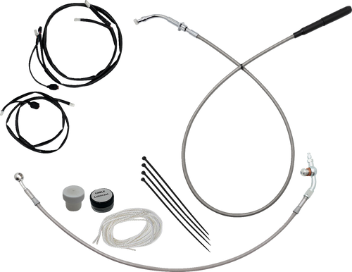 FAT BAGGERS INC. 149918-C EZ Install Kit - 18" Handlebars - Upper Clutch - Braided Stainless Steel/Chrome - 18" Handlebars Upper Clutch Braided Stainless Steel/Chrome