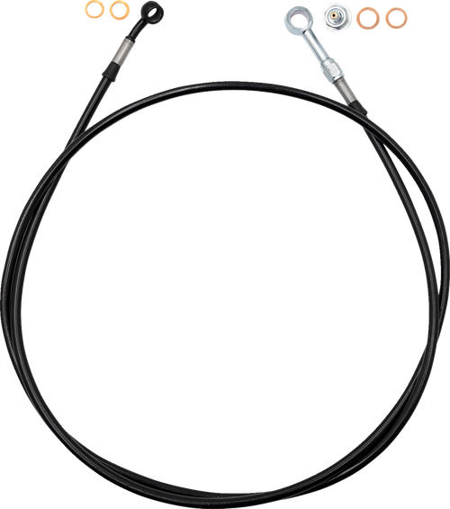 FAT BAGGERS INC. 100060-B EZ Install Brake Line - 60" - Black Braid - 60" Black Braid