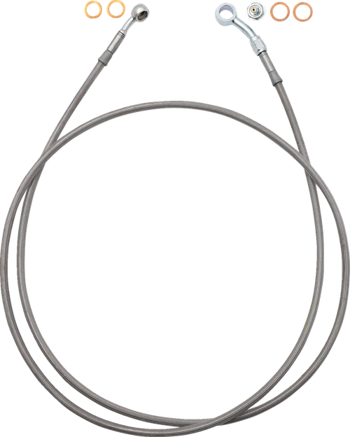 FAT BAGGERS INC. 110063 EZ Install Brake Line - 63" - Stainless Steel Braid - 63" Stainless Steel Braid