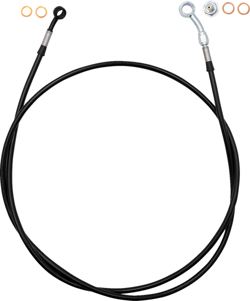 FAT BAGGERS INC. 110069-B EZ Install Brake Line - 69" - Black Braid - 69" Black Braid
