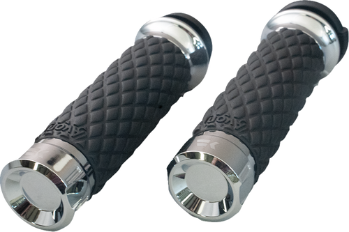 KHROME WERKS 500305 Klassic Grips - Custom Contour Diamond Chrome