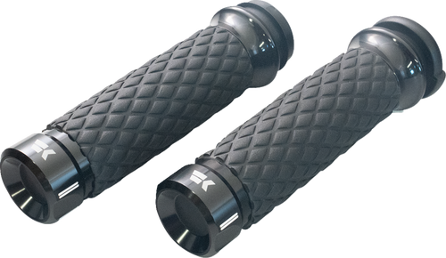 KHROME WERKS 500300 Klassic Grips - Custom Contour Diamond Black