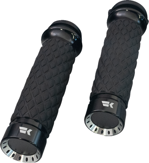 KHROME WERKS 500330 Turbine Grips - Custom Contour Diamond Black