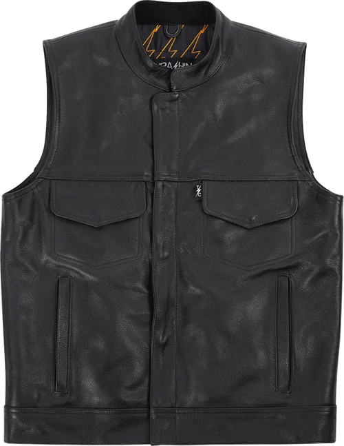 THRASHIN SUPPLY CO. TMJ-14-10 Mulholland Leather Riding Vest - Black Large