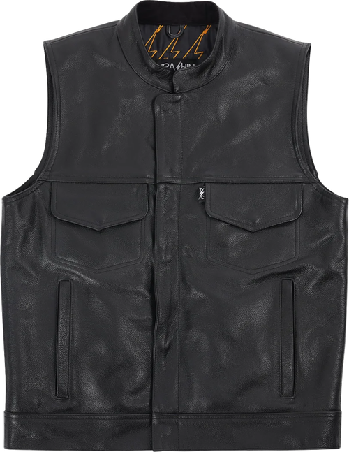 THRASHIN SUPPLY CO. TMJ-14-12 Mulholland Leather Riding Vest - Black 2XL