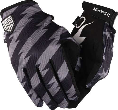 THRASHIN SUPPLY CO. SV1-13-11 Stars & Bolts Stealth Gloves - Black/Gray XL