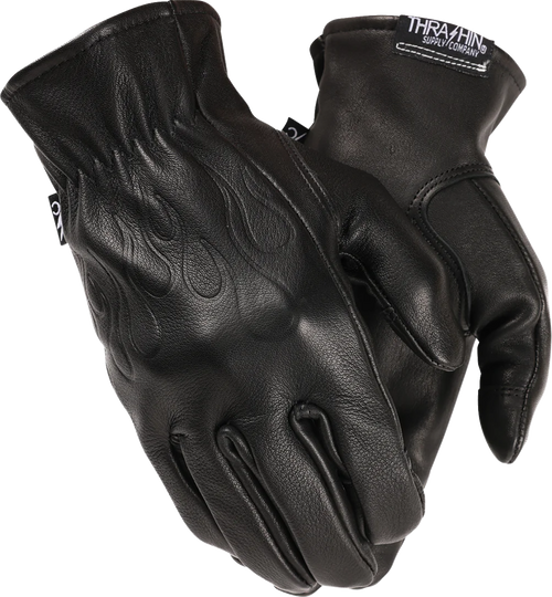 THRASHIN SUPPLY CO. TRG-01-11 Roper Leather Gloves - Black XL