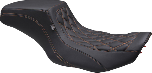 MUSTANG 88416MO Double Diamond Squareback Seat - Double Diamond Orange Stitch FLH/FLT '23-'25