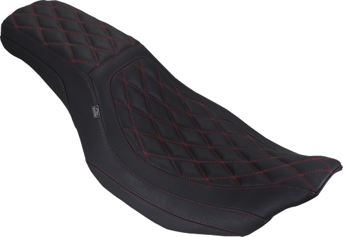 MUSTANG 88514DC Low Squareback Seat - Double Diamond Dark Cherry Stitch FLH/FLT '23-'26