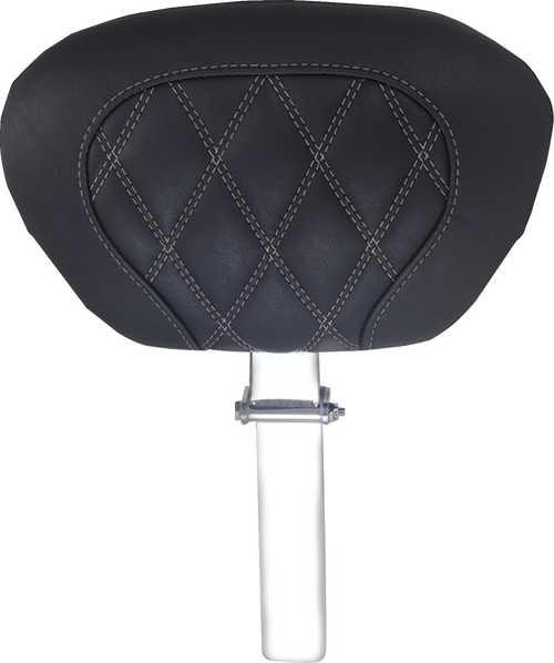 MUSTANG 89539GM Super Touring Driver Backrest - Double Diamond Gun Metal Stitch FLH/FLT '08-'25